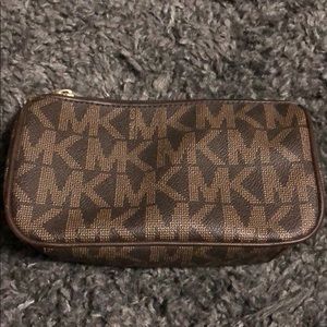 Michael Kors Signature MK brown cosmetic bag